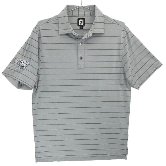FootJoy Polo Mens S Gray Striped HPCA Cougar Performance Short Sleeve Golf Shirt - Picture 1 of 12